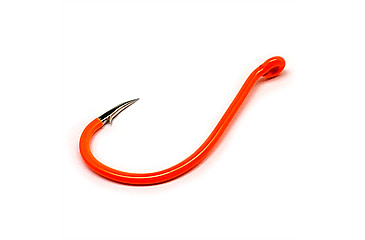 Image of Gamakatsu Octopus Hook, Barbed, Needle Point Ringed Eye, Fluorescent Orange, Size 1, 6 per Pack, 02610-OR