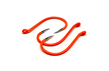 Image of Gamakatsu Octopus Hook, Barbed, Needle Point Ringed Eye, Fluorescent Orange, Size 1, 6 per Pack, 02610-OR