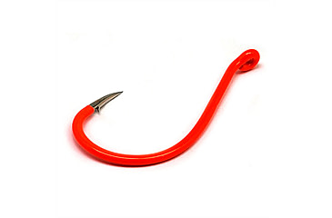 Image of Gamakatsu Octopus Hook, Barbed, Needle Point Ringed Eye, Fluorescent Red, Size 1/0, 5 per Pack, 02611-FR