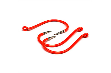 Image of Gamakatsu Octopus Hook, Barbed, Needle Point Ringed Eye, Fluorescent Red, Size 1/0, 5 per Pack, 02611-FR
