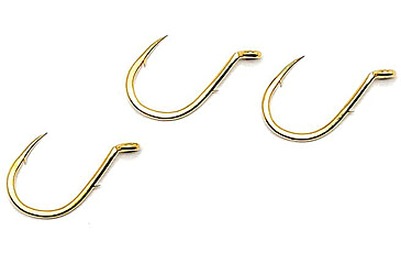 Image of Gamakatsu 0 Single Egg Hook, Needle Point, Sliced Shank Offset, Salmon Egg, Ringed Eye, Gold, Size 8, 10 per Pack, 4206