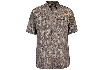 Image of Habit Hatcher Pass Camo Guide Short Sleeve Shirt - Mens, Mossy Oak New Bottomland, 2XL, TS1476-14-2X
