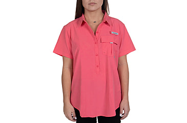Image of Habit Trapper Junction River Short Sleeve Shirt - Womens, Calypso Coral, Medium, TS10034-2B7-WM