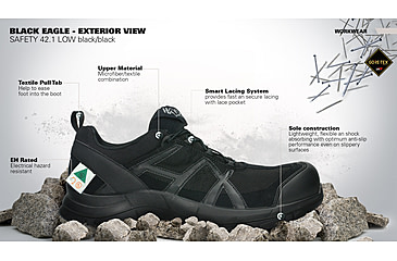 Image of HAIX 42.1 Low Black Eagle Safety Boot, 8.5US, Wide, Black, 8.5, 610013W-8.5