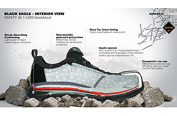 Image of HAIX 42.1 Low Black Eagle Safety Boot, 8.5US, Wide, Black, 8.5, 610013W-8.5