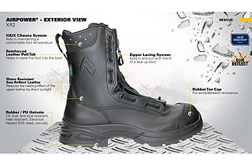 Image of HAIX Mens EMS/Station Airpower XR2 Extra Wide Work Boots, Black, 10 605118XW-10