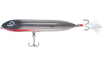 Image of Heddon Feather Super Spook Jr Topwater Walking Bait, 3.5in, 1/2 oz, Black Shiner, X9236F02
