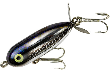 Image of Heddon Tiny Torpedo Topwater Prop Bait, 1-7/8in, 1/4 oz, Black Shiner/Glitter, X0360NBLG