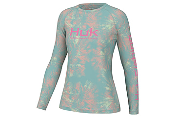 Image of HUK Performance Fishing Aqua Dye Pursuit Crew Shirt - Womens, Marine Blue, XS, H6120173-372-XS