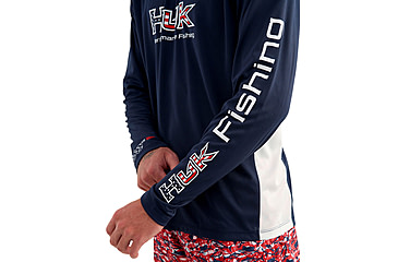 Image of HUK Performance Fishing Pursuit Americana Fill Hoodie - Men's, Naval Academy, Small, H1200754-413-S