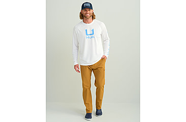 Image of HUK Performance Fishing Icon Long Sleeve Performance Crew - Mens, White, 2XL, H1200573-100-XXL