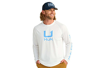 Image of HUK Performance Fishing Icon Long Sleeve Performance Crew - Mens, White, 2XL, H1200573-100-XXL