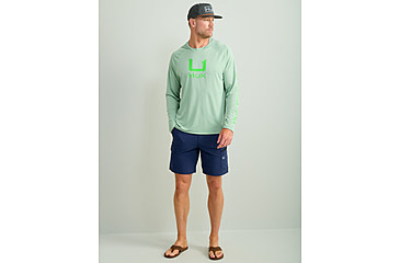 Image of HUK Performance Fishing Icon Performance Hoodie - Mens, Fog Green, Extra Large, H1200574-315-XL