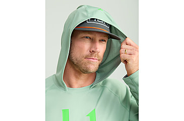 Image of HUK Performance Fishing Icon Performance Hoodie - Mens, Fog Green, Extra Large, H1200574-315-XL