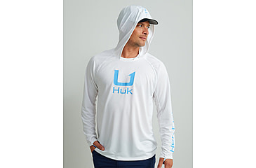 Image of HUK Performance Fishing Icon Performance Hoodie - Mens, White, Large, H1200574-100-L