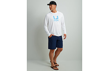 Image of HUK Performance Fishing Icon Performance Hoodie - Mens, White, Large, H1200574-100-L