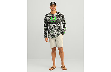 Image of HUK Performance Fishing KC Print Icon Performance Hoodie - Mens, Black, Medium, H1200586-001-M
