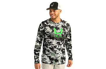 Image of HUK Performance Fishing KC Print Icon Performance Hoodie - Mens, Black, Medium, H1200586-001-M
