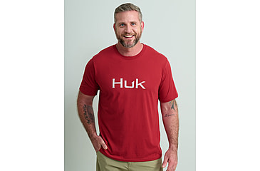 Image of HUK Performance Fishing Logo Tee - Mens, Scarlet Blaze, Extra Large, H1000390-621-XL