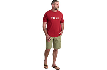 Image of HUK Performance Fishing Logo Tee - Mens, Scarlet Blaze, Extra Large, H1000390-621-XL