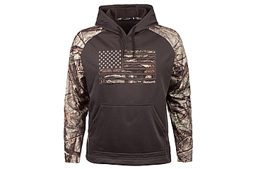 Image of Huntworth Performance Fleece Hoodie Horizontal Camo Flag - Mens, Charcoal Gray / Hiddn, Large, E-9409-CG/HDN-L