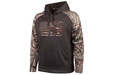 Image of Huntworth Performance Fleece Hoodie Horizontal Camo Flag - Mens, Charcoal Grey/Hiddn, Large, E-9409-CG/HDN-L