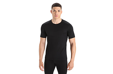 Image of Icebreaker 200 Oasis Short Sleeve Crewe Thermal Top - Mens, Black, Medium, IB104509001M