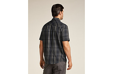 Image of Icebreaker Merino 125 Cool-Lite Steveston SS Shirt Plaid - Mens, Obsidian/Black, Large, IB0A579W0GDL