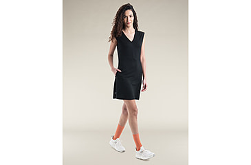 Image of Icebreaker Merino 200 Granary Sleeveless V Neck Dress - Women's, Black, Large, IB0A56XS001L
