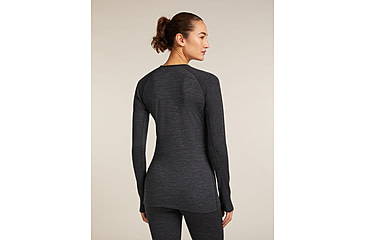 Image of Icebreaker Merino 260 ZoneKnit Long Sleeve Crew Thermal Top - Womens, Jet HTHR, Medium, IB0A57CL011M