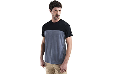 Image of Icebreaker Merino Blend 125 Cool-Lite Sphere SS T-Shirt Colour Block - Mens, Graphite Hthr/Black/CB, Medium, IB0A56X3C91M