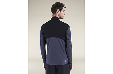 Image of Icebreaker Merino Blend 200 RealFleece Descender LS Half Zip Hoodie - Mens, Black/Graphite/CB, Medium, IBBA56VYB54M