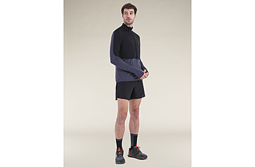 Image of Icebreaker Merino Blend 200 RealFleece Descender LS Half Zip Hoodie - Mens, Black/Graphite/CB, Medium, IBBA56VYB54M