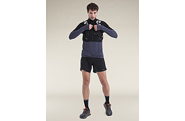 Image of Icebreaker Merino Blend 200 RealFleece Descender LS Half Zip Hoodie - Men's, Black/Graphite/CB, Medium, IBBA56VYB54M