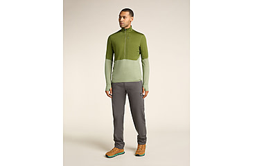 Image of Icebreaker Merino Blend 200 RealFleece Descender LS Half Zip Hoodie - Mens, Sphagnum/Lichen/CB, 2XL, IBBA56VY0GBXXL