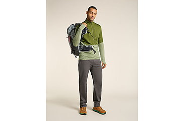 Image of Icebreaker Merino Blend 200 RealFleece Descender LS Half Zip Hoodie - Mens, Sphagnum/Lichen/CB, 2XL, IBBA56VY0GBXXL