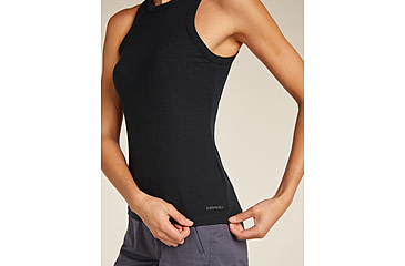 Image of Icebreaker Merino Blend Rib Lotus Tank - Womens, Black, Extra Large, IB0A5779001XL