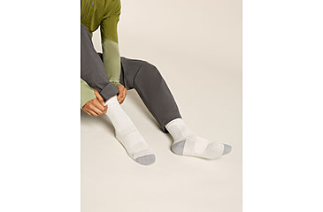 Image of Icebreaker Merino Hike+ Ultralight Quarter Socks - Mens, Ecru Hthr/Alloy, Large, IB0A578R0GLL