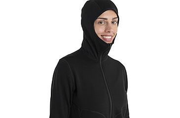 Image of Icebreaker Women Merino 560 Realfleece Elemental LS Zip Hoodie, Black, M, IBBA56SS001M