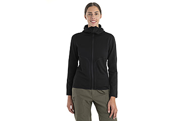 Image of Icebreaker Women Merino 560 Realfleece Elemental LS Zip Hoodie, Black, M, IBBA56SS001M