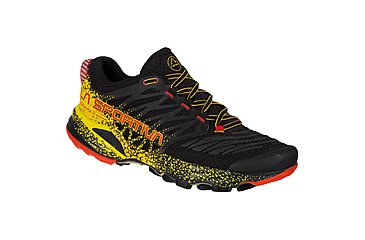Image of La Sportiva Akasha II Running Shoes - Mens, Black/Yellow, 47.5, 56A-999100-47.5