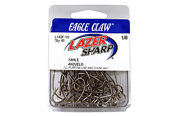 Image of Lazer Sharp ftKahle Hook,Offset,Ringed Eye,Non-Forged,Plain Shank,Needlepoint,Nickel,50-Box Hooks L142F-4/0
