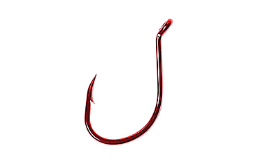 Image of Lazer Sharp Salmon/Steelhead Hook,Octopus,Short Shank,Offset,Up Eye,Forged,Needlepoint,Red,G-Pack Hooks L1RG-6