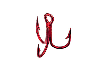 Image of Lazer Sharp Straight Point Hook,Round Bend,Regular Shank,3x Strong,Needlepoint,Red,G-Pack Hooks L934RDGH-8
