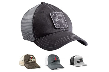 Image of Leupold Reticle Trucker Hat, Black/Gray, Brown/Khaki, Camo White, Heather Black