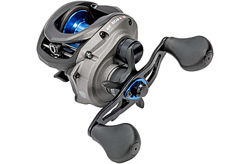 Image of Lew’s American Hero Baitcast Reel, 4+1 Bearings, 7.5-1 Ratio, 1-PC Graphite Frame, Speed Gears, Speed Lube, Magnetic Control System, Rulon Drag, LH Retrieve, Gray/Black/Blue, AH1SHLG2