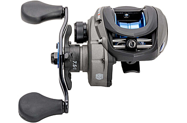 Image of Lew’s American Hero Baitcast Reel, 4+1 Bearings, 7.5-1 Ratio, 1-PC Graphite Frame, Speed Gears, Speed Lube, Magnetic Control System, Rulon Drag, RH Retrieve, Gray/Black/Blue, AH1SHG2