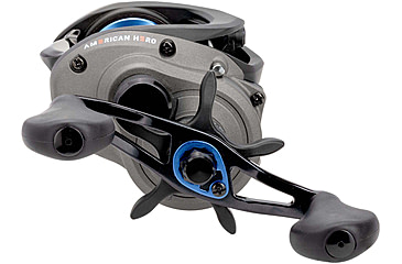 Image of Lew’s American Hero Baitcast Reel, 4+1 Bearings, 7.5-1 Ratio, 1-PC Graphite Frame, Speed Gears, Speed Lube, Magnetic Control System, Rulon Drag, RH Retrieve, Gray/Black/Blue, AH1SHG2