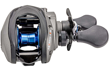 Image of Lew’s American Hero Baitcast Reel, 4+1 Bearings, 7.5-1 Ratio, 1-PC Graphite Frame, Speed Gears, Speed Lube, Magnetic Control System, Rulon Drag, RH Retrieve, Gray/Black/Blue, AH1SHG2