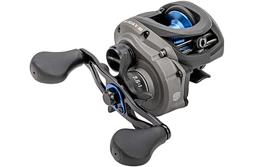 Image of Lew’s American Hero Baitcast Reel, 4+1 Bearings, 7.5-1 Ratio, 1-PC Graphite Frame, Speed Gears, Speed Lube, Magnetic Control System, Rulon Drag, RH Retrieve, Gray/Black/Blue, AH1SHG2